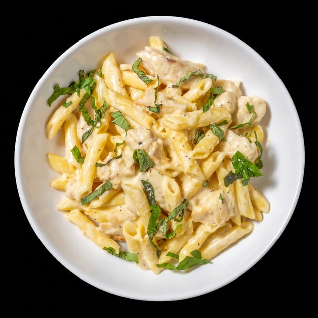 Chicken Penne Alfredo.